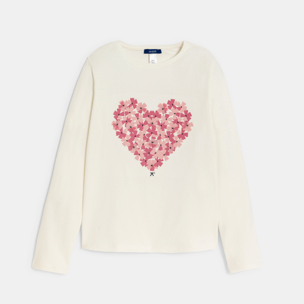 تيشيرت مزين برسمة زهور للفتيات